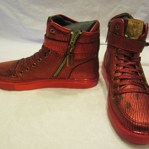 SULLIVAN 24 BY JUMP, NY, COLLECTIBLE RED & GOLD BASKETBALL SNEAKERS - Picture 1 of 16